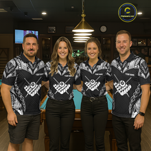 Load image into Gallery viewer, Custom 8 Ball Tribal Pattern Billiard Shirts for Men Billiard Team Shirts Billiard League Polo &amp; 1/4 Zip NNT95