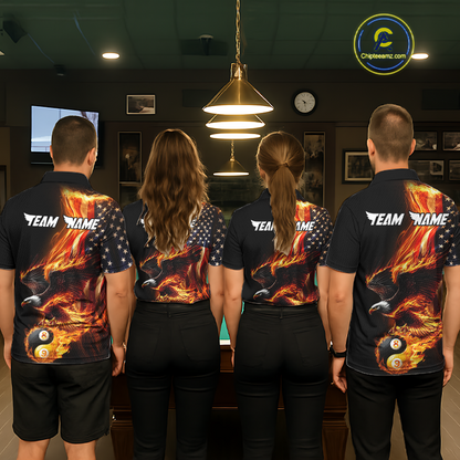 Custom US Eagle 8 9 Ball Billiard Yin Yang Shirts for Women Billiard Team Shirts Billiard League Polo & 1/4 Zip NNT90