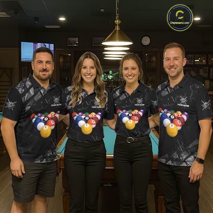 Custom Balls Billiard Shirts for Women Billiard League Billiard Team Shirts Polo & 1/4 Zip NNT104