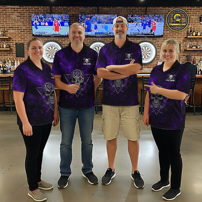 Custom Purple Splatter Multi-Skull Women Darts Arrow Polo League Shirts Dart Team Jerseys NYN2202