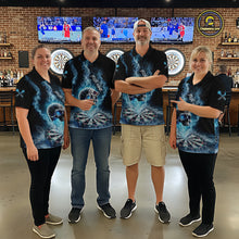 Load image into Gallery viewer, Custom Blue Ice Smoke Skull Dartboard Darts Polo Shirt For Women Dart League Jerseys NYN2122