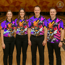 Load image into Gallery viewer, Custom Funny Bee Graffiti Pattern Bowling Jersey for Women Bowling Team Shirts Polo &amp; 1/4 Zip HNT174