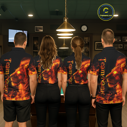 Custom Flame Lion 8 Ball Billiard Shirts for Men Billiard Team Shirts Billiard League Polo & 1/4 Zip NNT96