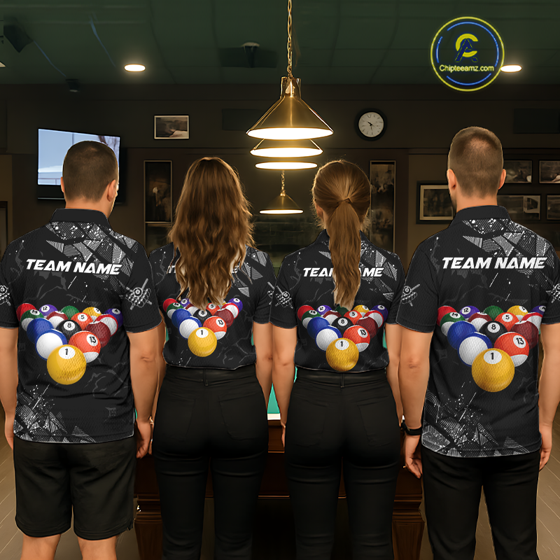 Custom Balls Billiard Shirts for Women Billiard League Billiard Team Shirts Polo & 1/4 Zip NNT104