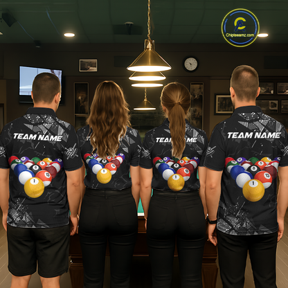 Custom Balls Billiard Shirts for Men Billiard League Billiard Team Shirts Polo & 1/4 Zip NNT104