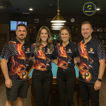 Custom US Eagle 8 9 Ball Billiard Yin Yang Shirts for Women Billiard Team Shirts Billiard League Polo & 1/4 Zip NNT90