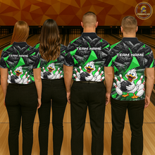 Load image into Gallery viewer, Custom Green Funny Duck Bowling Jersey for Men Bowling League Bowling Team Shirts Polo &amp; 1/4 Zip HN233