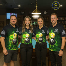 Load image into Gallery viewer, Funny Shamrock Pool 9 Ball &amp; 8 Ball Men's Billiard Team Shirt Custom Patrick Day Billiard Attire NYN2473