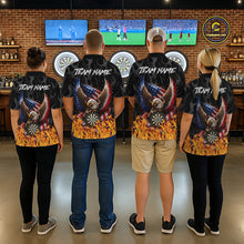 Load image into Gallery viewer, Personalized Fire Flame US Flag Eagle Dart Polo &amp; 1/4-Zip Shirts For Men Patriotic Dart Gifts NYN2795