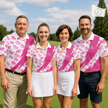 Funny Womens Golf Polo Shirts Custom Pink Frog Pattern Golf Attire For Men Personalized Golfer Gifts NHN0136