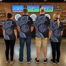 Load image into Gallery viewer, Custom Blue Tribal Dart Shirts for Men Dart Team Jersey Dartboard Gifts Polo &amp; 1/4 Zip NNT163