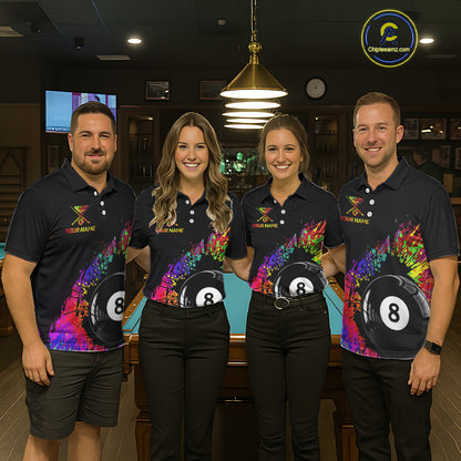 Custom Colorful Splatter Men's Billiard Ball Shirt Personalized Ball 8 Billiard Team Shirt NYN2342