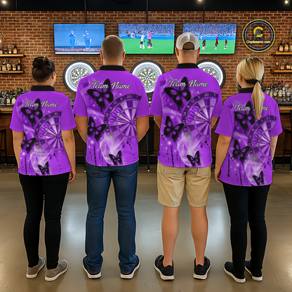 Custom Purple Galaxy Butterflies Darts Shirt for Men Darts Team Jerseys Dartboard Shirt NNT261