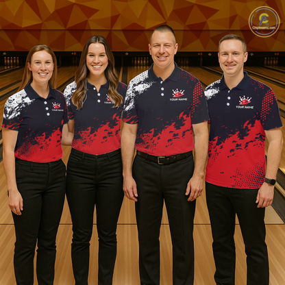 Red Custom Bowling Shirts for Women Men Bowling Jersey Polo&1/4 Zip Shirt for Team MBL224
