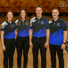 Load image into Gallery viewer, Blue Custom Bowling Shirts for Women Men Bowling Jersey Polo&amp;1/4 Zip Shirt for Team MBL224