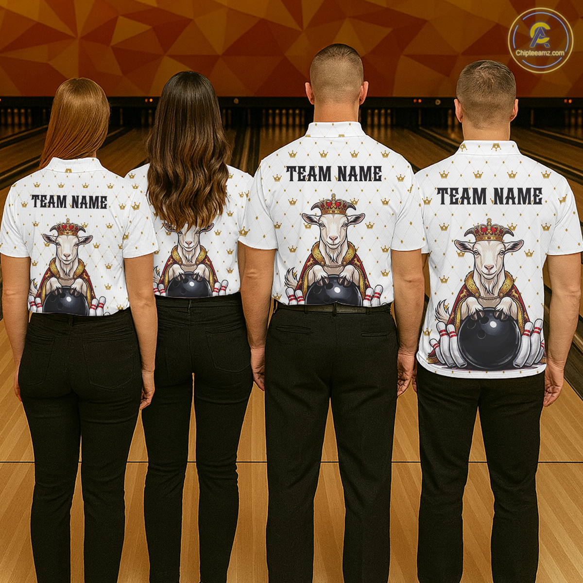 Custom King Crown Goat Bowling Shirts Funny Bowling Jersey for Men QZT1321