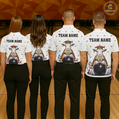Custom King Crown Goat Bowling Shirts Funny Bowling Jersey for Men QZT1321