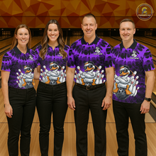 Load image into Gallery viewer, Custom Purple Funny Duck Bowling Jersey for Men Bowling Uniform Polo &amp; 1/4 Zip Bowling Team Shirts HNT238