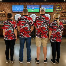 Load image into Gallery viewer, Personalized Women Darts Bull Grunge Red Polo Shirt Custom Name Polo 1/4-Zip Shirt Gift For Darters NYN2856