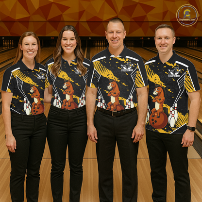 Custom Yellow Funny Horse Bowling Tournament Jersey for Men Bowling Team Shirts Polo & 1/4 Zip HNT180