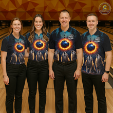 Load image into Gallery viewer, Flame Wolf Bowling Jersey for Men Bowling Uniform Polo &amp;1/4 Zip Custom Bowling Team Shirts HNT252