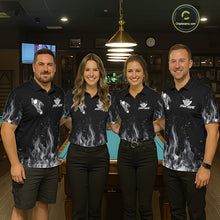 Load image into Gallery viewer, Grey Skeleton Play Pool Billiard Shirt For Women Custom Fire Flame Billiard Jersey, Billiards Gifts NYN3139