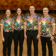 Load image into Gallery viewer, Floral Raccoon Bowling Shirt for Women Custom Bowling Team Jersey Polo &amp; Quarter-Zip QZT993