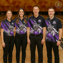 Load image into Gallery viewer, Custom Purple Raccoon Bowling Jersey for Women Bowling Team Shirts Bowling Polo &amp; 1/4 Zip HNT254