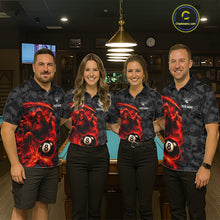 Load image into Gallery viewer, Personalized Red Flaming Grim Reaper 8 Ball Pool Billiard Shirts For Men Billiard Attire Gifts NYN2792