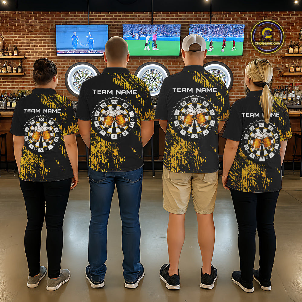Personalized Funny Beer Cheer And Play Darts Polo & 1/4-Zip Shirt For Women Beers Dart Team Jerseys NYN2946