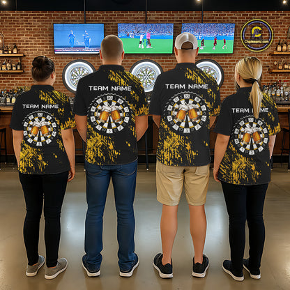 Personalized Funny Beer Cheer And Play Darts Polo & 1/4-Zip Shirt For Women Beers Dart Team Jerseys NYN2946