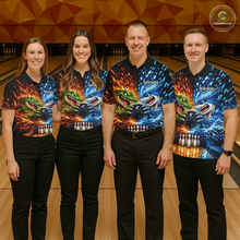 Load image into Gallery viewer, Custom Flame Shark and Alligator Bowling Jersey for Women Bowling Uniform Bowling Team Shirts HNT248