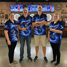 Load image into Gallery viewer, Thunder Torn US Flag Eagle Dartboard Women Darts 1/4-Zip Shirt Custom Patriotic Dart League Shirt NYN2649