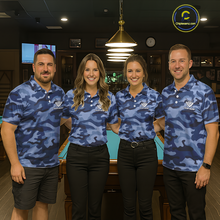Load image into Gallery viewer, Custom Blue Camo 8 Ball Billiard Shirts for Men Billiard League Billiard Team Shirts NNT106