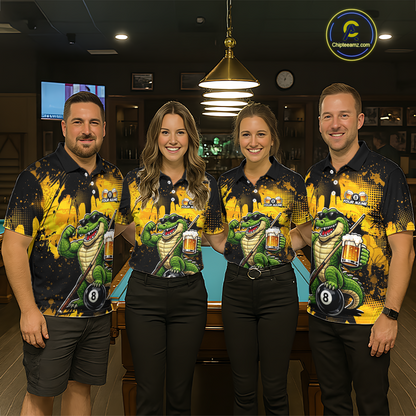 Custom Beer Alligator 8 Ball Pool Shirts Billiard Shirt for Men Billiard Team Jersey Billiard League NNT182