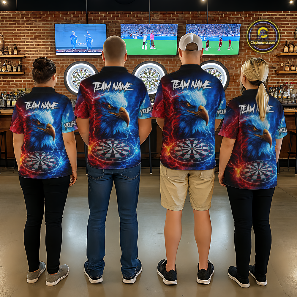 Custom Lightning Thunder Eagle Dart Shirts for Men Darts Team Jerseys Polo & 1/4 Zip NNT137
