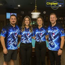 Load image into Gallery viewer, Torn US Flag Thunder Eagle Pool 8 Ball Men Billiard Shirt Custom Patriotic Billiard Apparel|Blue NYN2638