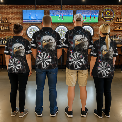 Custom US Flag Eagle Dart Shirts For Women Dart Board Gifts Darts Team Jerseys Dart League NNT154