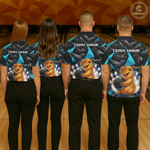 Load image into Gallery viewer, Custom Turquoise Capybara Bowling Jersey for Women Bowling Team Shirts Bowling Polo &amp; 1/4 Zip HNT255