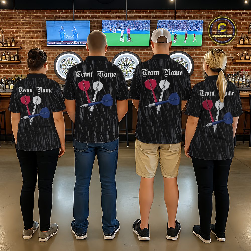 Custom American Flag Dart Shirts For Men Dart Board Shirts Polo & 1/4 Zip Dart Jersey Team NNT126