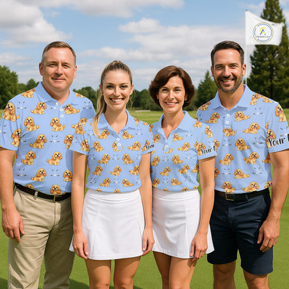 Funny Cocker Spaniel Mens Golf Polo Shirt Custom Blue Pattern Team Mens Golf Tops, Dog Lover Gift Nhn0210