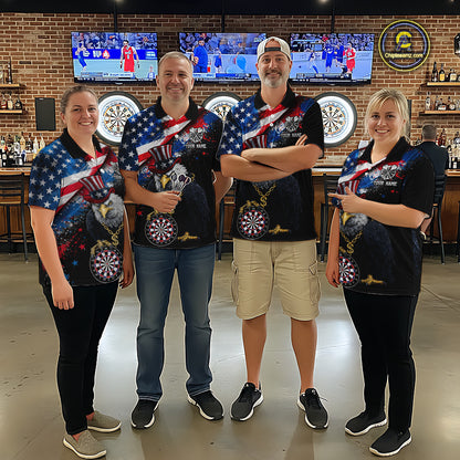 Personalized American Flag Splatter Eagle Dart Shirts For Women Patriotic Dart Polo & 1/4-Zip Jersey NYN2777