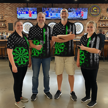 Load image into Gallery viewer, Custom Green US Flag Darts Shirt for Women Darts Team Jerseys Dart Tourament Polo &amp; 1/4 Zip NNT116
