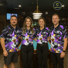 Load image into Gallery viewer, Custom Purple Funny Duck 8 Ball Pool Shirts Billiard Shirt for Men Billiard Team Jersey League NNT172