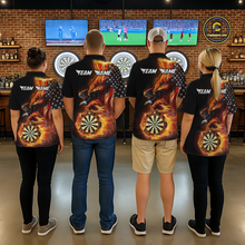 Load image into Gallery viewer, Custom Flame US Flag Eagle Darts Shirt for Women Darts Team Jerseys Dart Tournament Polo &amp; 1/4 Zip NNT112