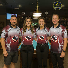 Load image into Gallery viewer, Black And Red 8 Ball Pool Men Billiard Polo &amp; Quarter Zip Shirt Custom 8  Ball Billiard Team Jersey NYN2986