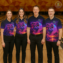 Load image into Gallery viewer, Custom Retro Galaxy Dinosaur Bowling Jersey for Women Bowling Shirts for Team Polo &amp; 1/4 Zip HNT245
