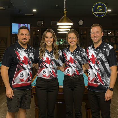 Personalized Smoke Canada Flag Billiard 8 Ball Pool Shirt Custom Patriotic Billiard Appeal For Men NYN2770
