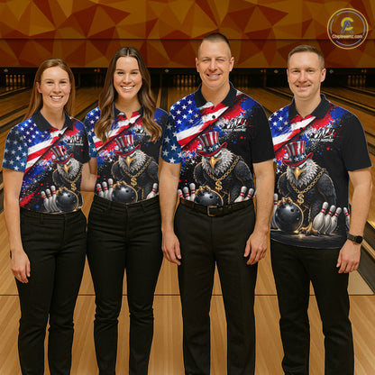 Custom American Flag Splatter Eagle Bowling Team Shirts For Men Patriotic Outfits Bowling Jersey NYN2779