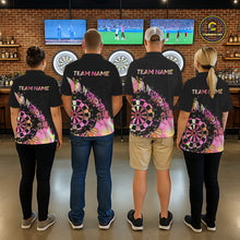 Load image into Gallery viewer, Pink Holographic Dartboard Grunge Darts Polo Shirts For Women Custom Name For Darters NYN2705